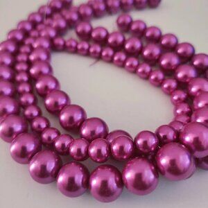 Czech Glass Pearl Round Beads 8mm, 12mm, Bead Strands, Jewelry Making